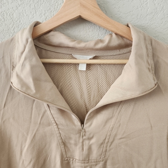 COS Lyocell Aline Zip Half Sleeve Beige Shirtdress Minimalist Boho Neutral 6 - Picture 6 of 11